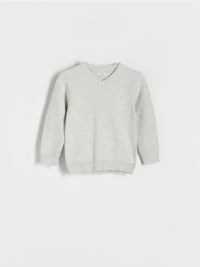 Reserved Sweter o prostym fasonie, wykonany z przyjemnej w dotyku, bawełnianej dzianiny. - beżowy