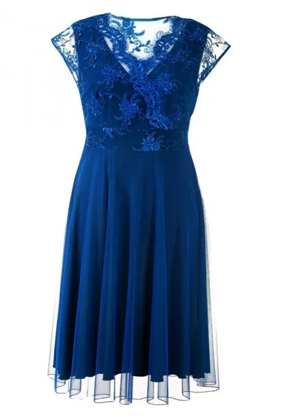 XL-ka Kobaltowa wieczorowa sukienka z koronką LUCILLE