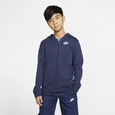 Bluza z kapturem i zamkiem na całej długości dla dużych dzieci Nike Sportswear Club - Niebieski