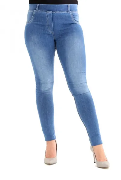 XL-ka Jasne spodnie jeansowe na gumkę JUSTINE