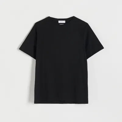 Reserved Bawełniany t-shirt regular - Czarny
