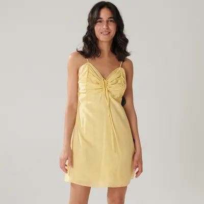 Sinsay Sukienka mini na ramiączkach - Żółty