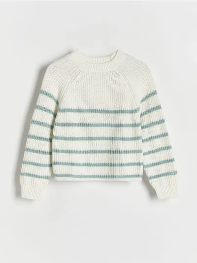 Reserved Sweter o regularnym fasonie, wykonany z dzianiny z bawełną. - wielobarwny