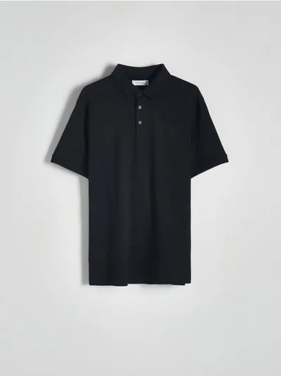 Reserved Koszulka polo o regularnym kroju, wykonana z bawełny. - czarny