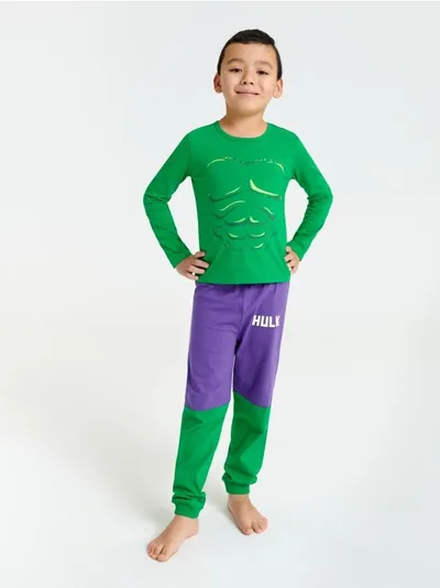 Sinsay Wygodna, bawełniana piżama imitująca kostium Hulka. - wielobarwny
