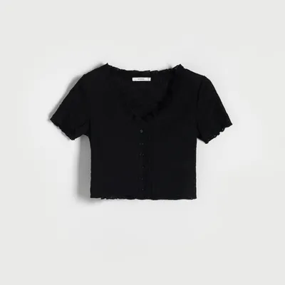 Reserved Bluzka z tłoczonym wzorem - Czarny