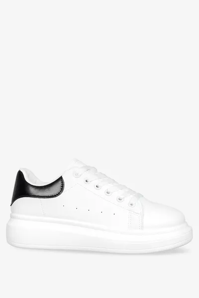 Casu Białe sneakersy na platformie damskie buty sportowe sznurowane casu bl373p