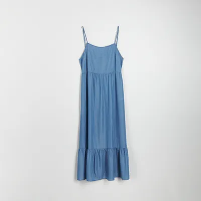 Sinsay Sukienka midi z marszczeniami - Niebieski