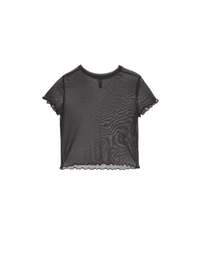 Cropp Czarny T-shirt z siateczki mesh