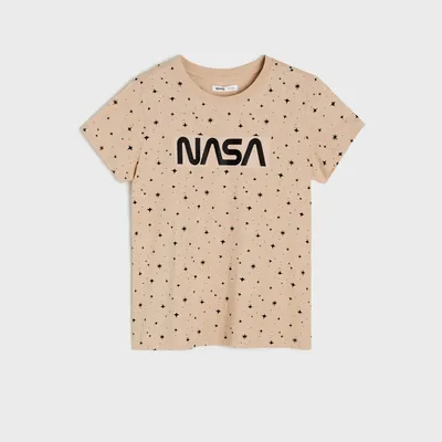 Sinsay Koszulka NASA - Beżowy