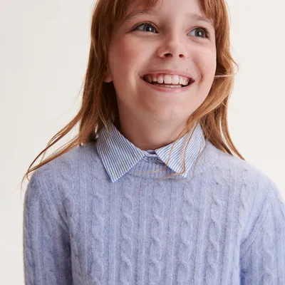 Reserved Sweter z ozdobnym splotem - Niebieski