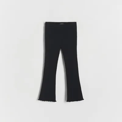 Bawełniane spodnie flare - Czarny
