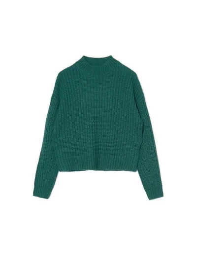 Cropp Ciemnozielony sweter basic