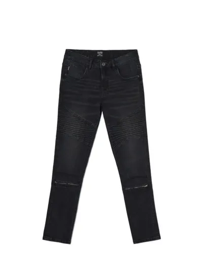 Cropp Czarne jeansy skinny z panelami biker