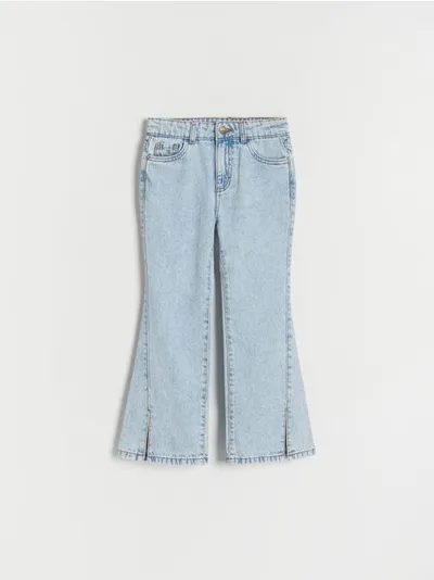 Reserved Jeansy typu flare, uszyte z bawełnianej tkaniny. - niebieski