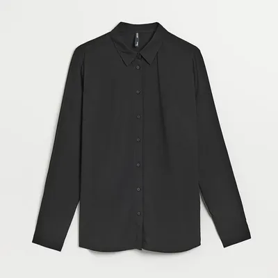 House Gładka koszula z wiskozy czarna - Czarny