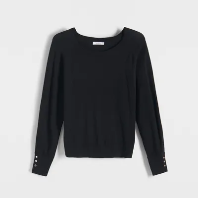 Reserved Gładki sweter z wiskozą - Czarny
