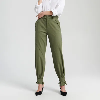 Sinsay Spodnie z paskiem - Khaki