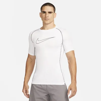 Męska koszulka z krótkim rękawem o przylegającym kroju Nike Pro Nike Pro Dri-FIT - Biel