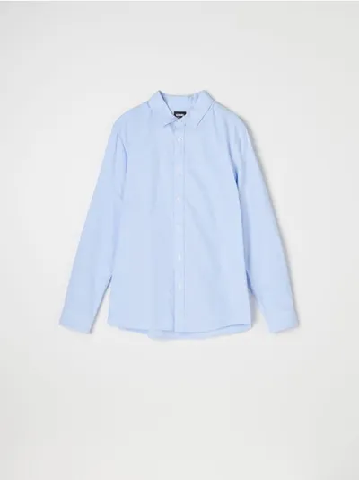 Sinsay Gładka koszula o kroju regular fit uszyta z bawełny. - błękitny