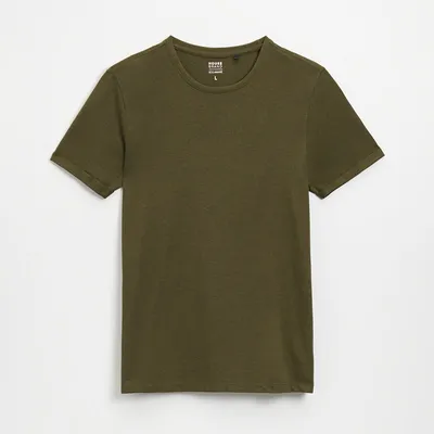 House Koszulka Basic z melanżowej dzianiny pika zielona - Zielony