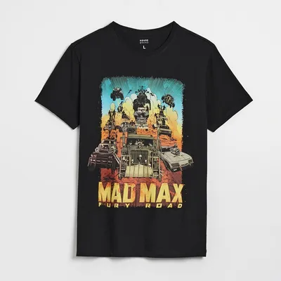 House Czarna koszulka z nadrukiem Mad Max - Czarny