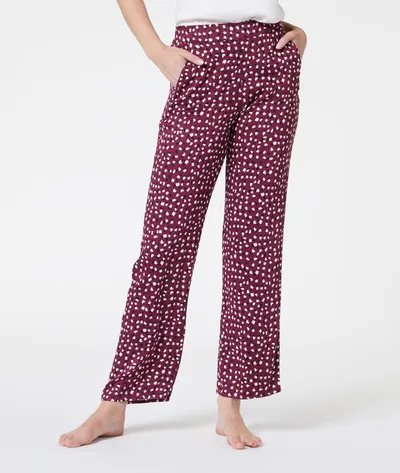 Etam Cream Pantalon De Pyjama Imprimé - Czerwony