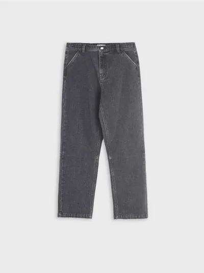 Sinsay Spodnie jeansowe wykonane z bawełnianej tkaniny. - czarny