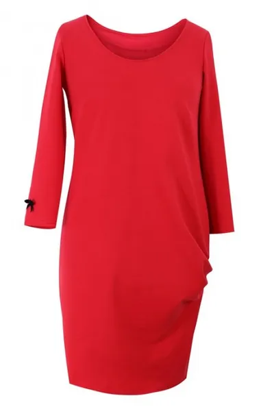 XL-ka Czerwona sukienka z marszczeniami na boku - CLARA