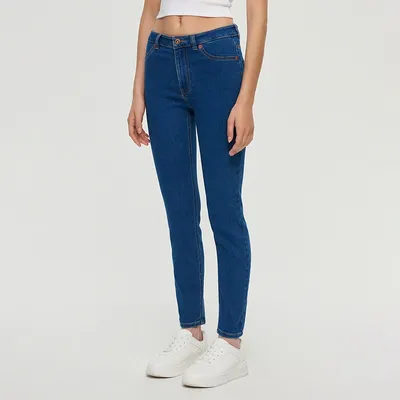 House Granatowe jeansy skinny fit z regularnym stanem - Niebieski