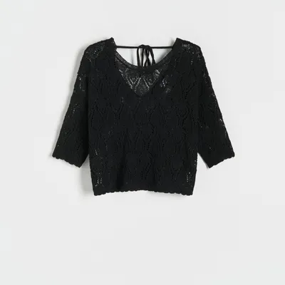 Reserved Ażurowy sweter - Czarny