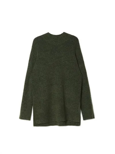 Cropp Ciemnozielony sweter oversize z wełną