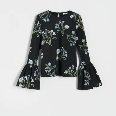 Reserved Żakardowa bluzka w kwiaty - Wielobarwny