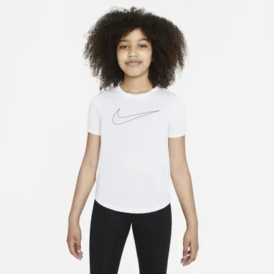 Nike Koszulka treningowa z krótkim rękawem dla dużych dzieci (dziewcząt) Nike Dri-FIT One - Biel