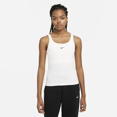 Nike Damska koszulka bez rękawów na cienkich ramiączkach Nike Sportswear Essential - Biel