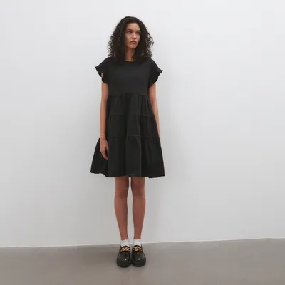 Reserved Bawełniana sukienka - Czarny