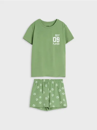 Sinsay Wygodna, bawełniana piżama dwuczęściowa. - zielony