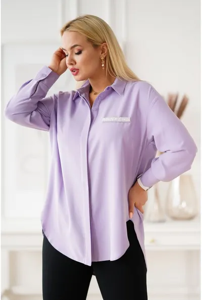 XL-ka Liliowa koszula z zaokrąglonym dołem - FLAVIA