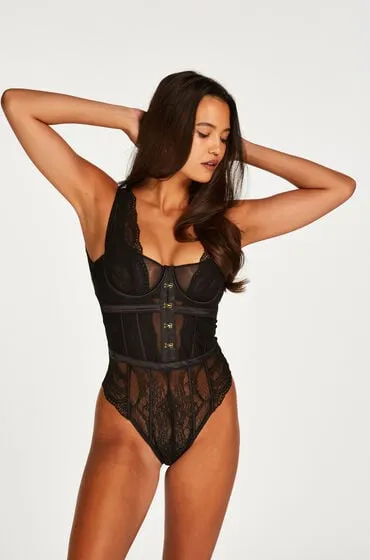 Hunkemöller Hunkemöller Body Fleur Nyakim Czarny