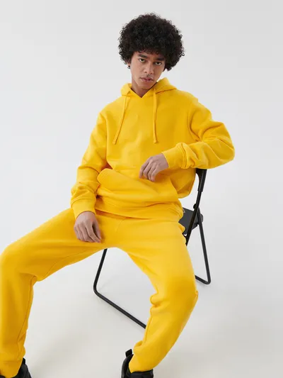 Cropp Bluza basic z kapturem - Żółty