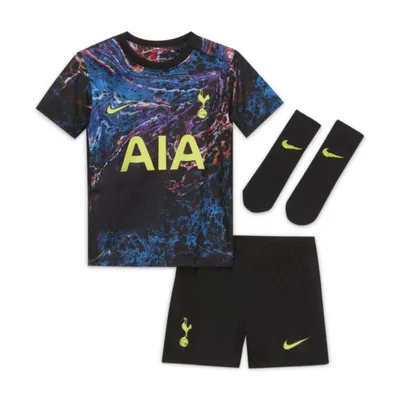 Nike Strój piłkarski dla niemowląt i maluchów Tottenham Hotspur 2021/22 (wersja wyjazdowa) - Czerń
