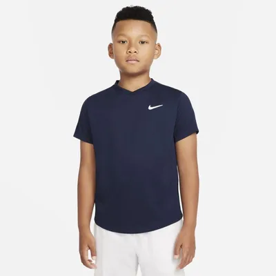 Nike Koszulka do tenisa z krótkim rękawem dla dużych dzieci (chłopców) NikeCourt Dri-FIT Victory - Niebieski
