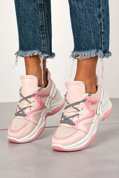 Casu Różowe buty sportowe sneakersy sznurowane Casu 20G10/P