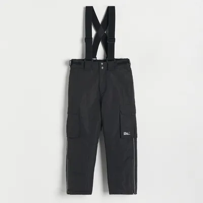 Reserved Odblaskowe spodnie z szelkami - Czarny
