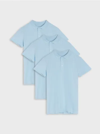 Sinsay Komplet 3 bawełnianych koszulek polo. - błękitny