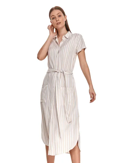Top Secret Koszulowa sukienka midi w pionowe paski, z wiązaniem w talii