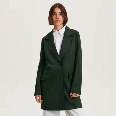 Jednorzędowy płaszcz - Zielony