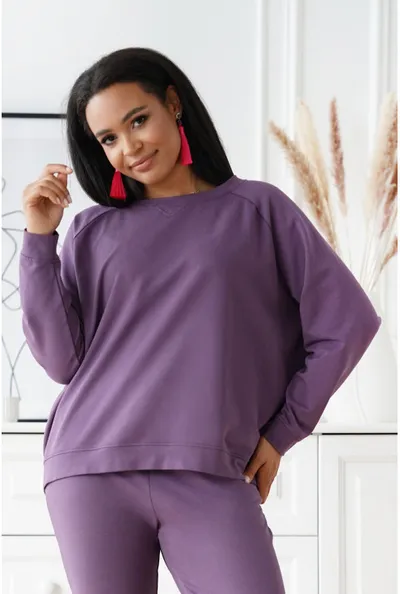 XL-ka Liliowa oversizowa bluza plus size - Michaela