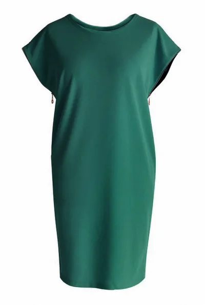 XL-ka Butelkowa zieleń sukienka z suwakami EDITH