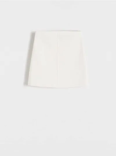 Reserved Spódnica o trapezowym fasonie, wykonana z gładkiej dzianiny z bawełną. - złamana biel